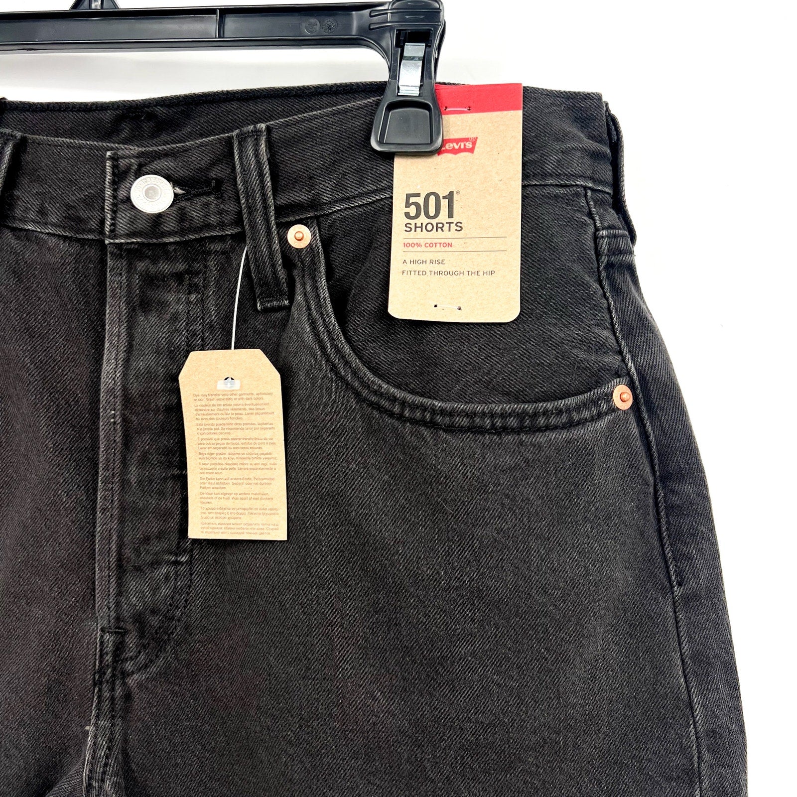 LEVIS Womens 501 Original Fit Shorts Size 30 US 10 Lunar Black 56327-0112 NWT