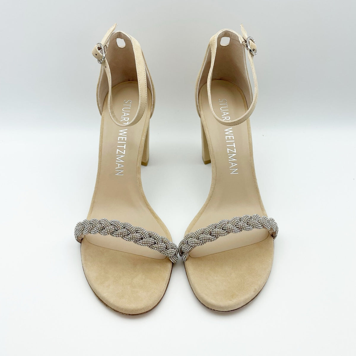 Stuart Weitzman Womens Nearlynude Highshine Sandal Size 11 Adobe Beige Heel NWOB