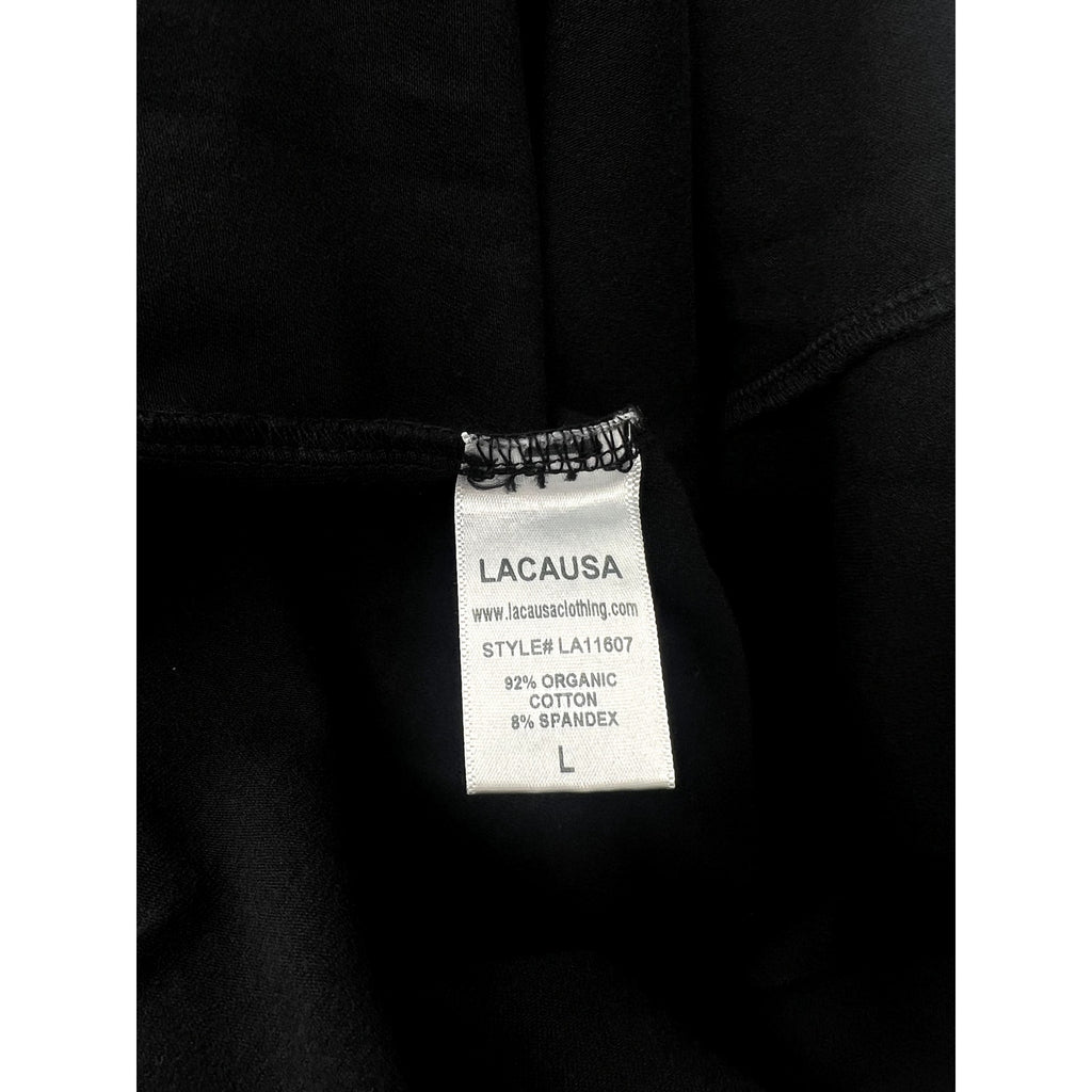 LACAUSA ANTHROPOLOGIE Womens Dawn Bodysuit Large Black Tar Short Sleeve NWT