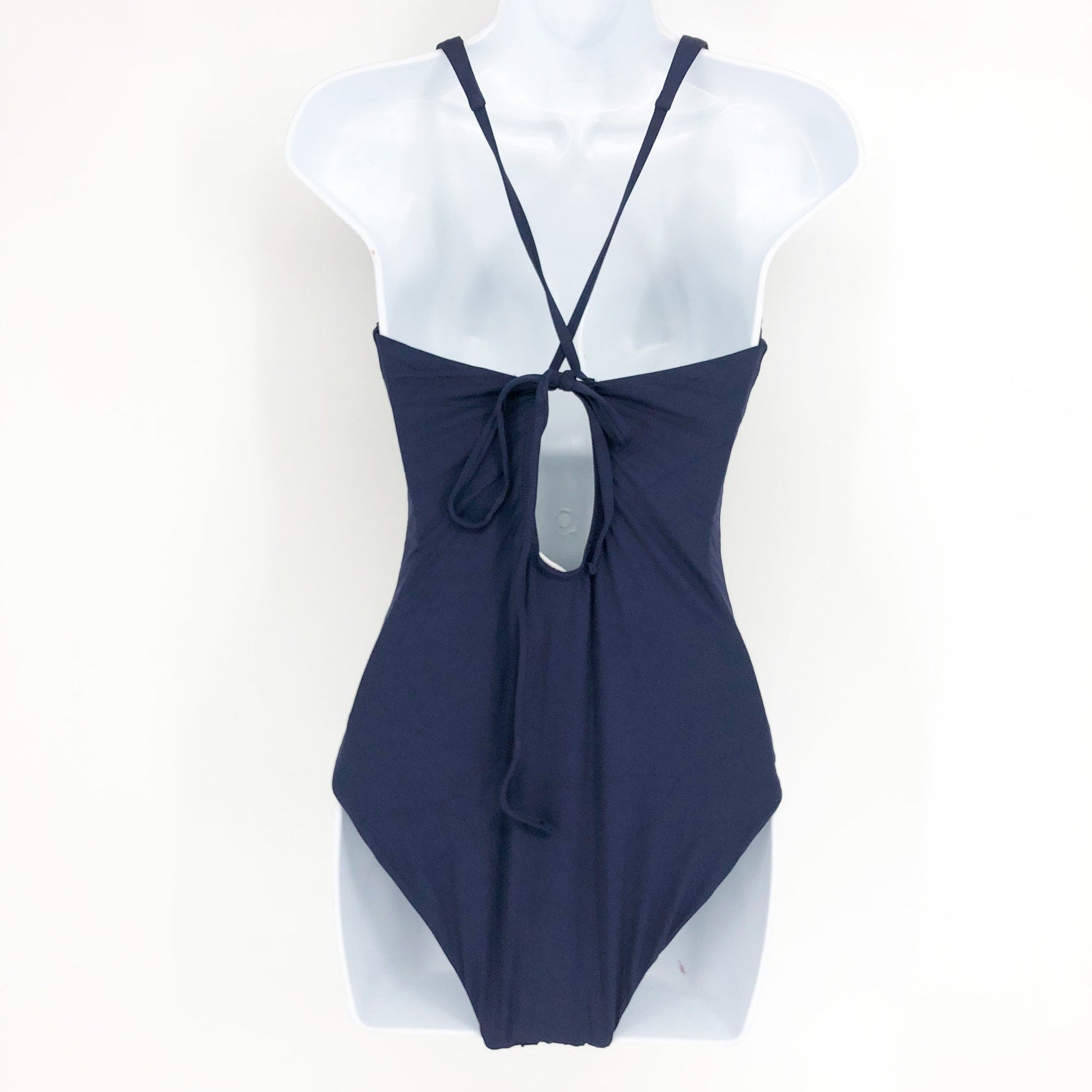 ANDIE SWIM Bali One Piece Swimsuit Medium Tall 8-10 Navy Blue Deep Plunge NWT