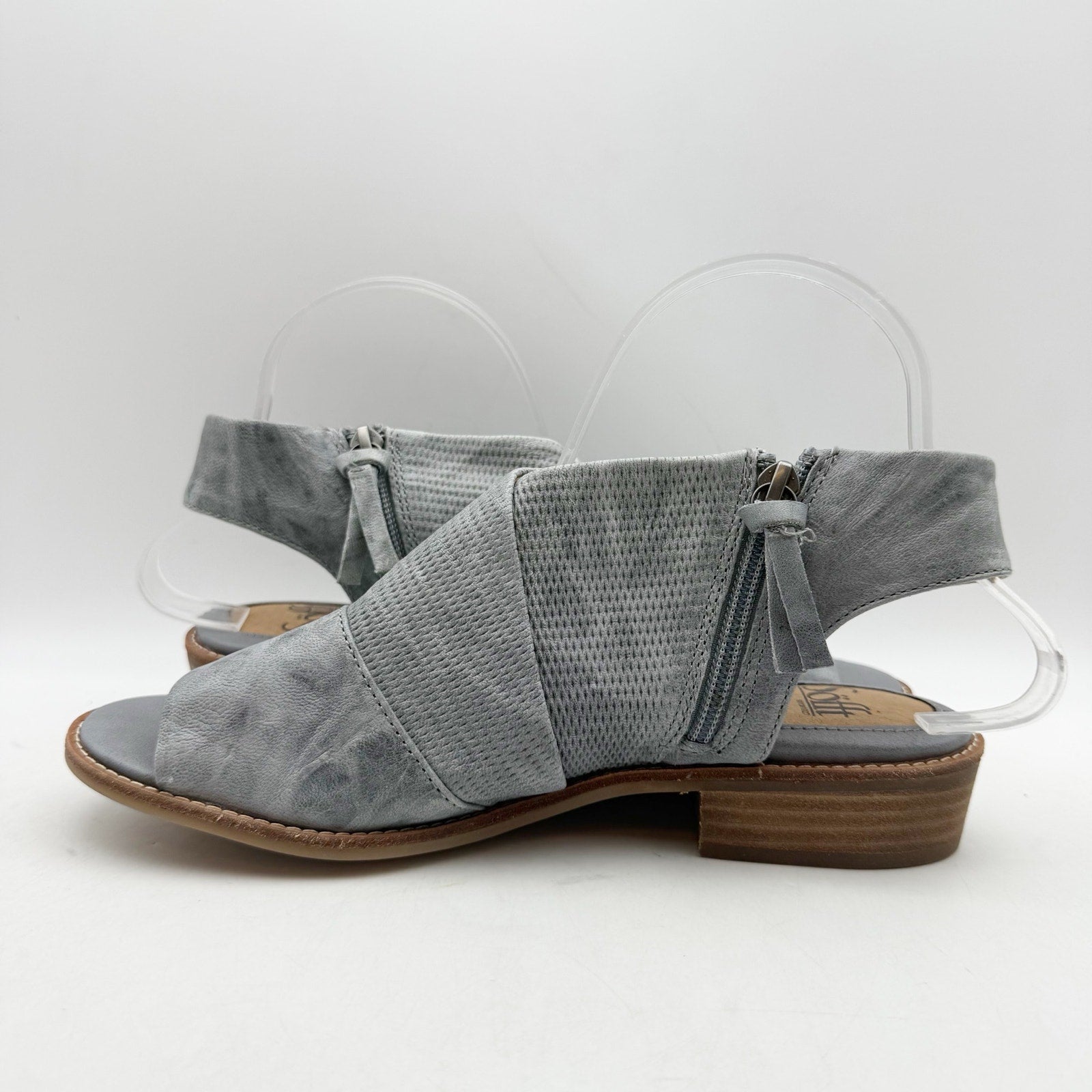 SOFFT Womens Natalia Heeled Sandals Size 7.5 M Grey Blue Suede NWOB