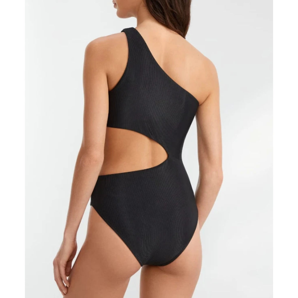 BEACH RIOT Celine Cutout One-Shoulder One-Piece Swimsuit Medium Black NWT