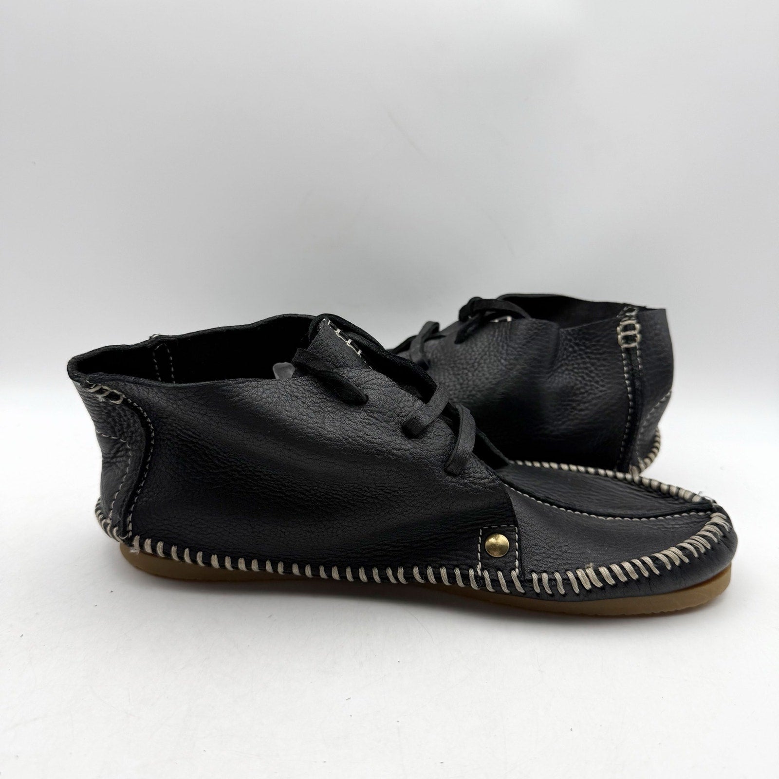 RE/DONE Womens Metal Oxford Shoes EU 37 US 7 Black Leather NWOB