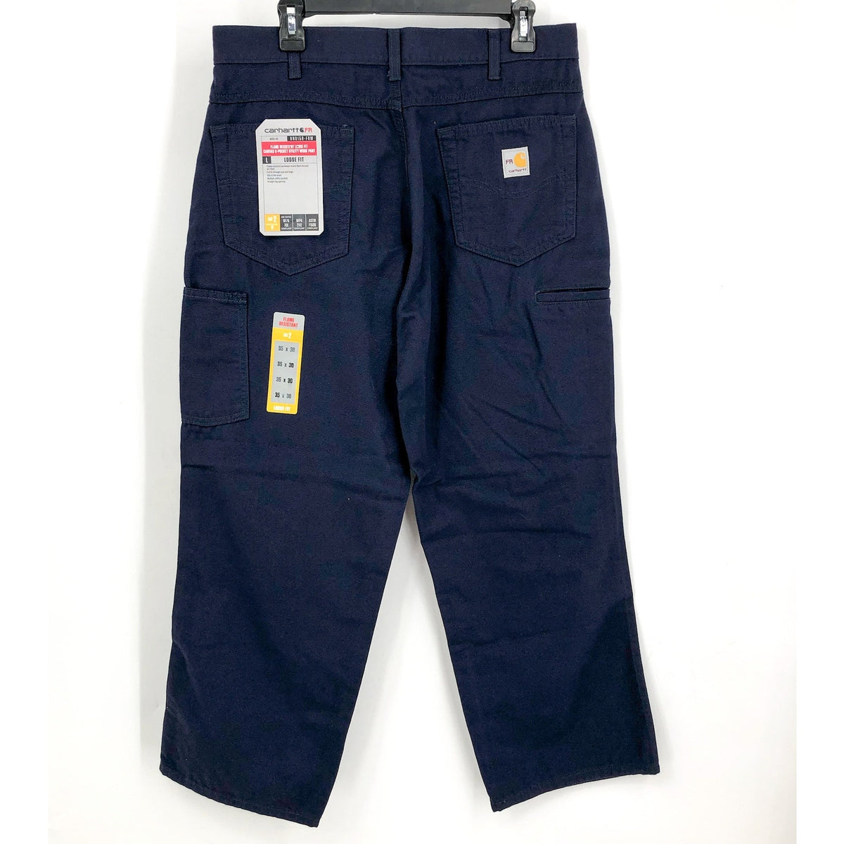 CARHARTT Men's FR Canvas Utility Pants 35x30 Navy Blue Loose Fit Midweight NWT