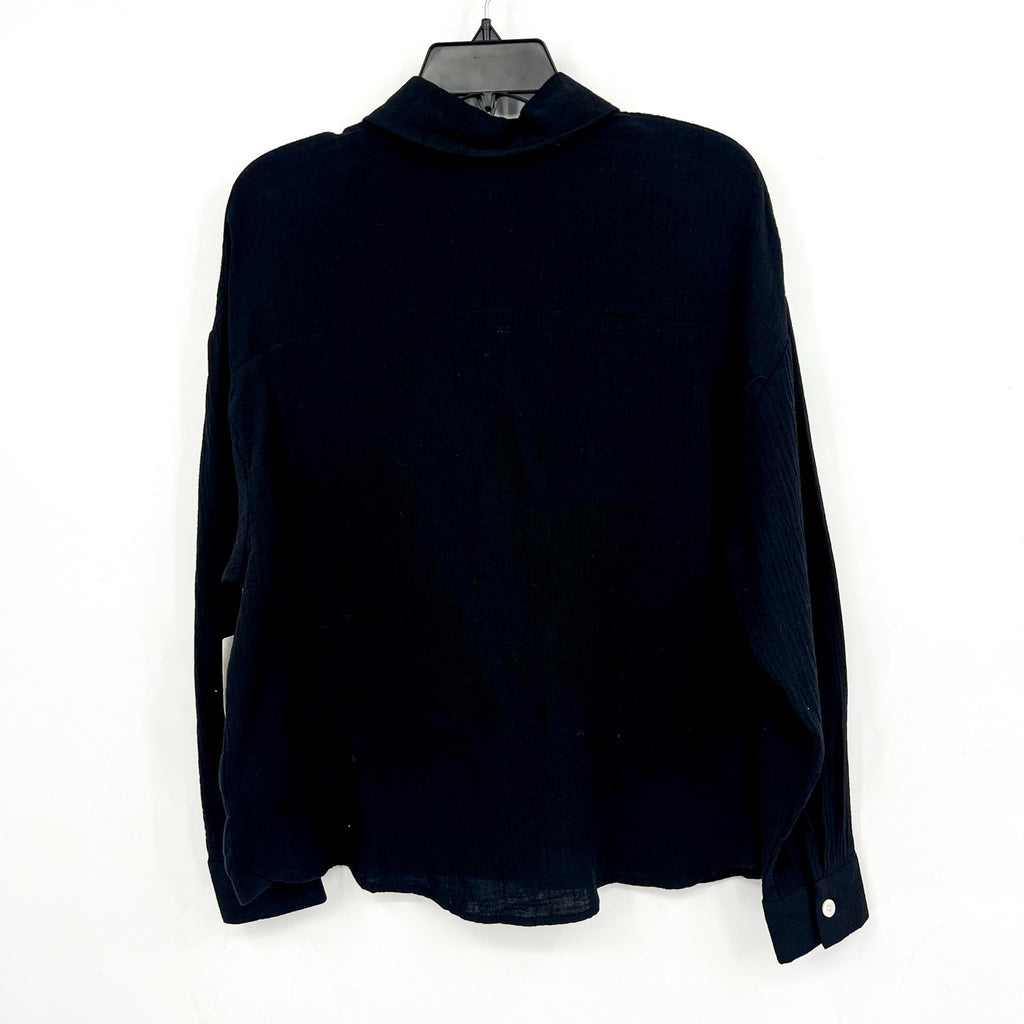 CLUB SOCIAL JADELYNN BROOKE Casual Gauze Shirt Small Black Long Sleeve NWT