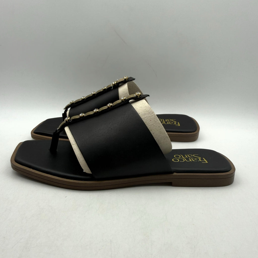 Franco Sarto Womens Megs Sandals SIZE 9 M EU 39 Black Leather Rhinestone NIB
