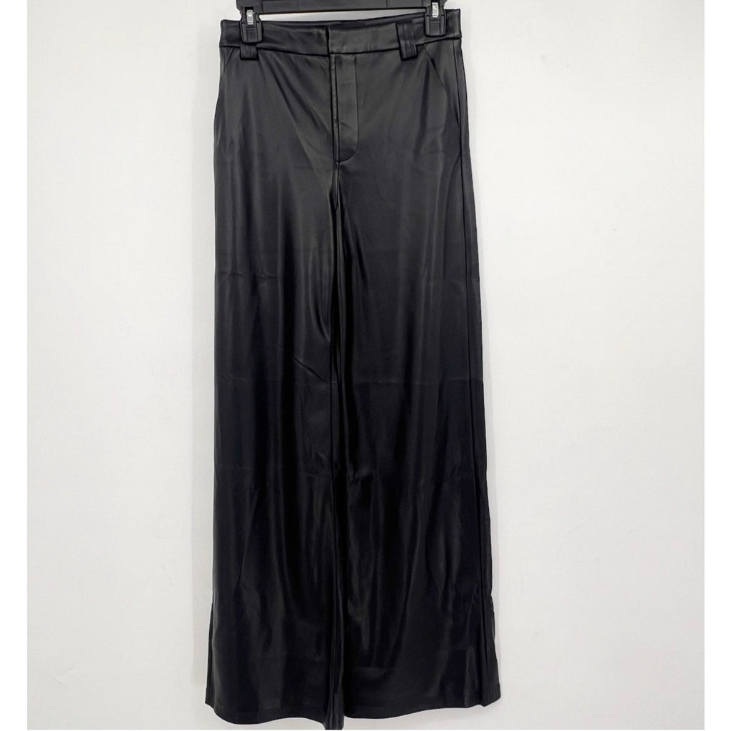 JOE'S JEANS Women's Mia Wide Leg Leather Pants Size 25 US 0 Black High Rise NWT