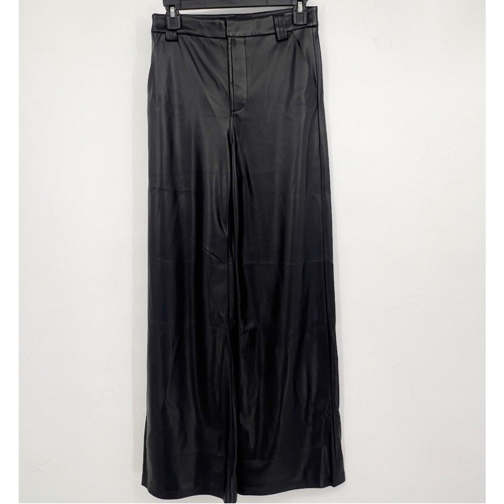 JOE'S JEANS Women's Mia Wide Leg Leather Pants Size 25 US 0 Black High Rise NWT