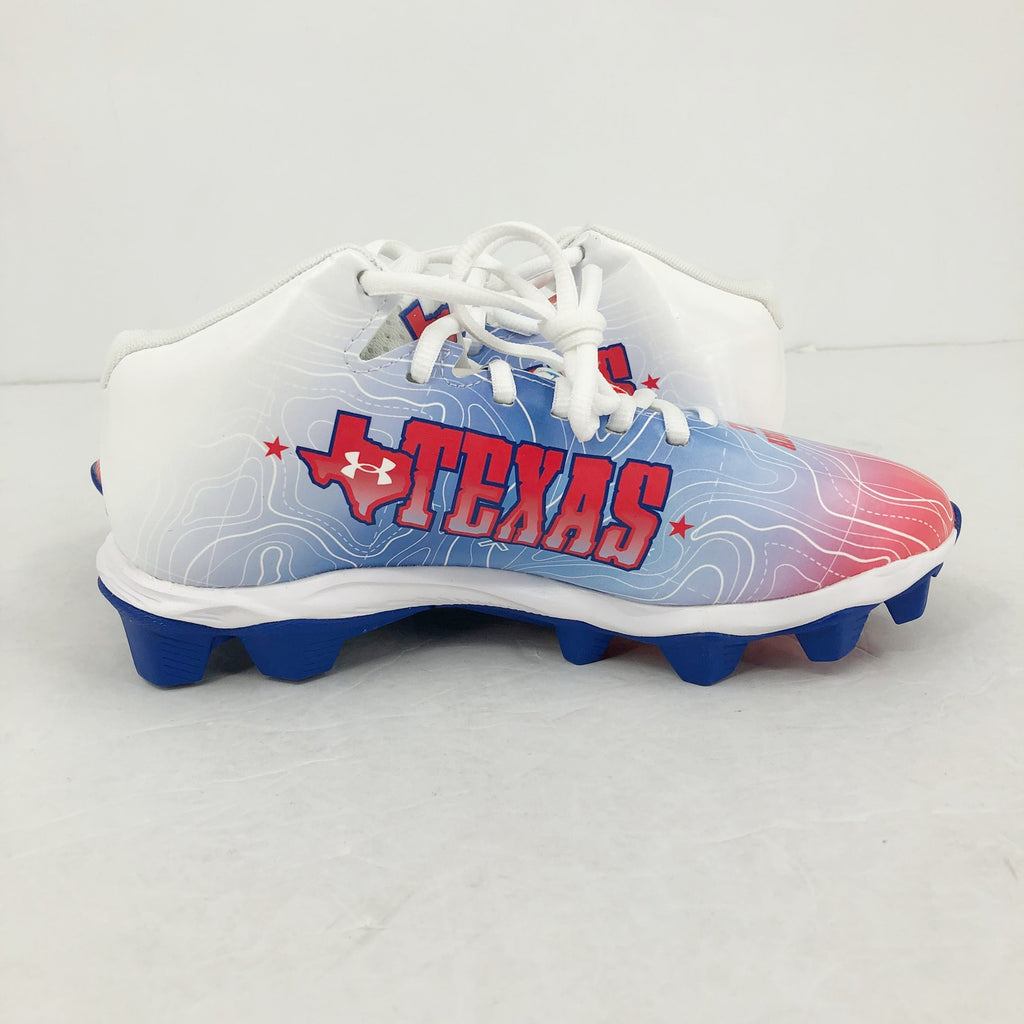 Under Armour Spotlight Fran RM 4 TX Football Cleats KIDS 4.5 Red White Blue NWOB