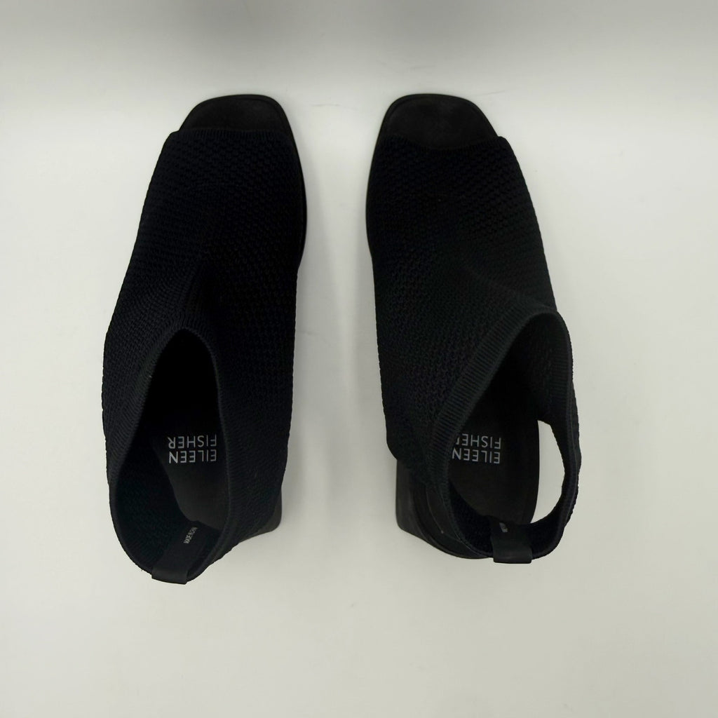 Eileen Fisher Womens Gavis Platform Sandals Size 9.5 M Black Knit NIB