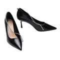 C.Paravano Womens Anna Chain Pumps EU 40 US 9.5 Black Leather NIB