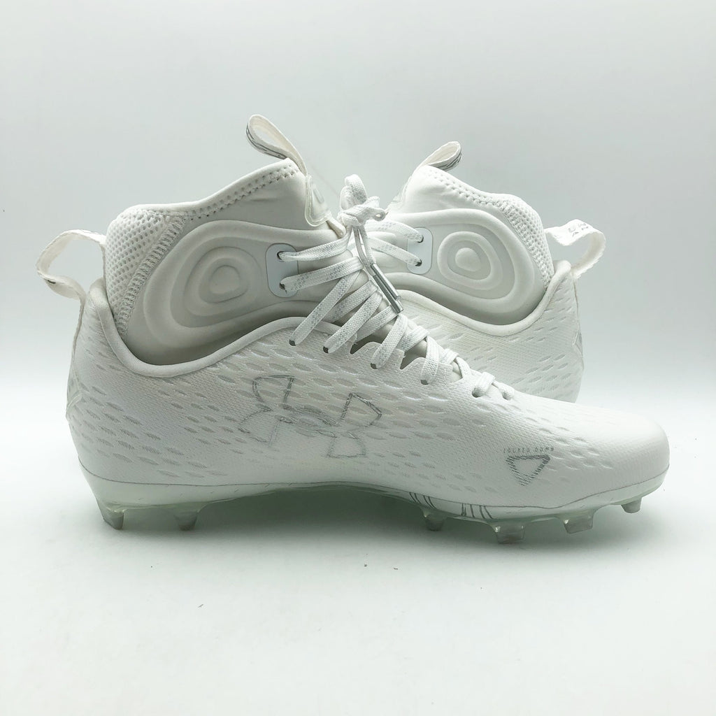 Under Armour Mens Spotlight Lux MC 2.0 Football Cleat Size 9.5 White Silver NWOB