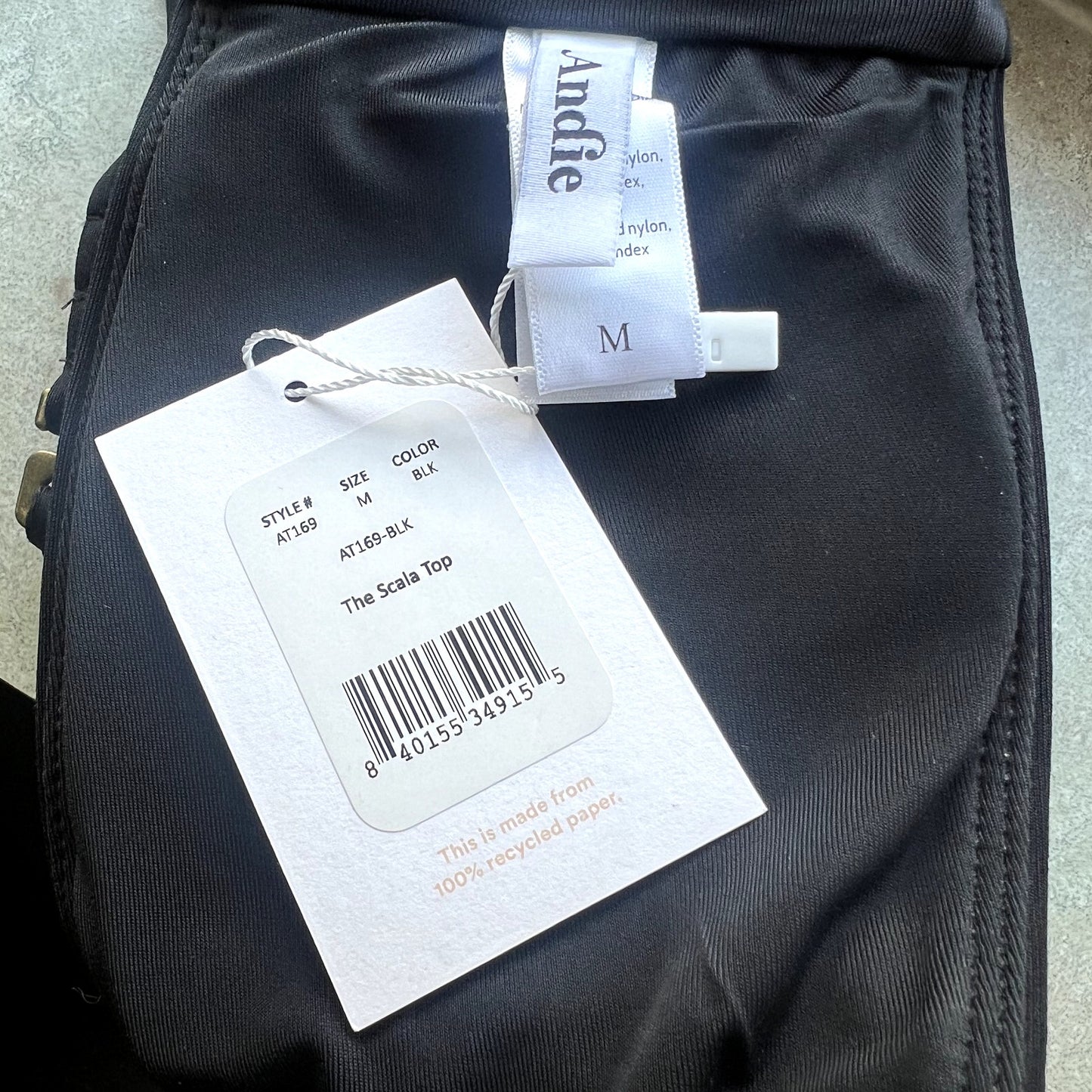 ANDIE SWIM The Scala Bikini Top Size Medium Black Bandeau Strapless