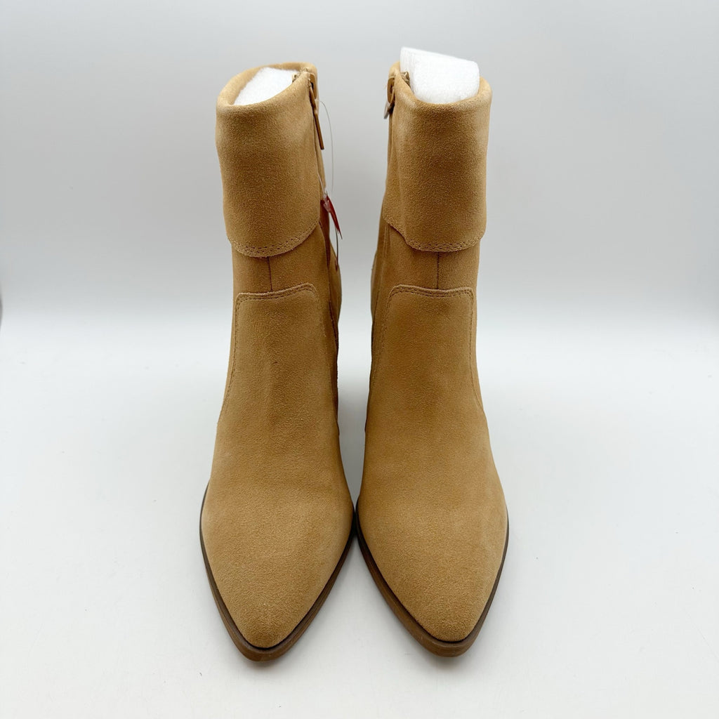 Blondo Womens Sinner Ankle Boots Size 7 Tortilla Tan Suede Waterproof Heels NIB