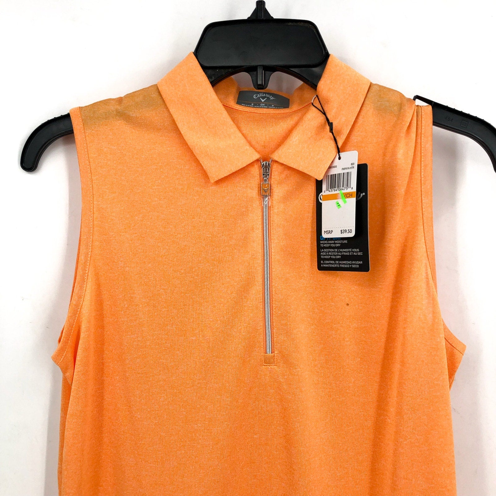 CALLAWAY Women's Sleeveless Golf Polo Shirt XL Orange Quarter Zip NWT