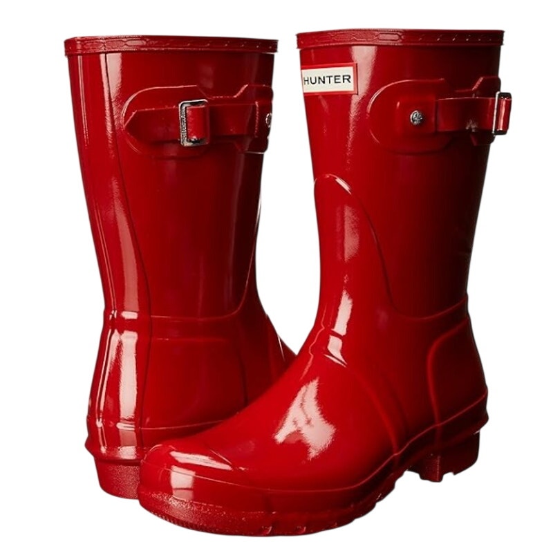 Hunter Womens Original Short Gloss Mid Calf Rain Boots Size 10 Military Red NIB