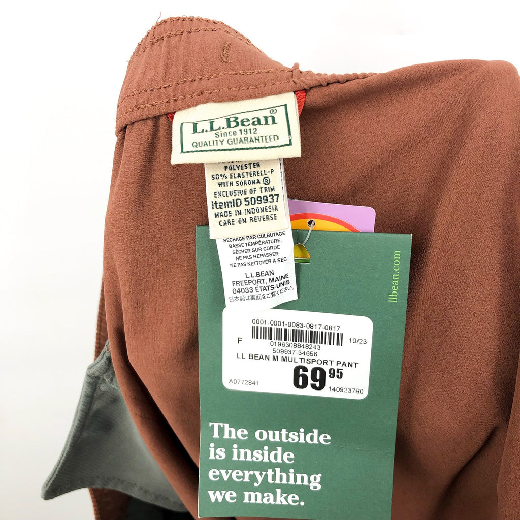 L.L. BEAN Mens Multisport Pants 3XL 32" Inseam Brown Drawstring Stretch NWT