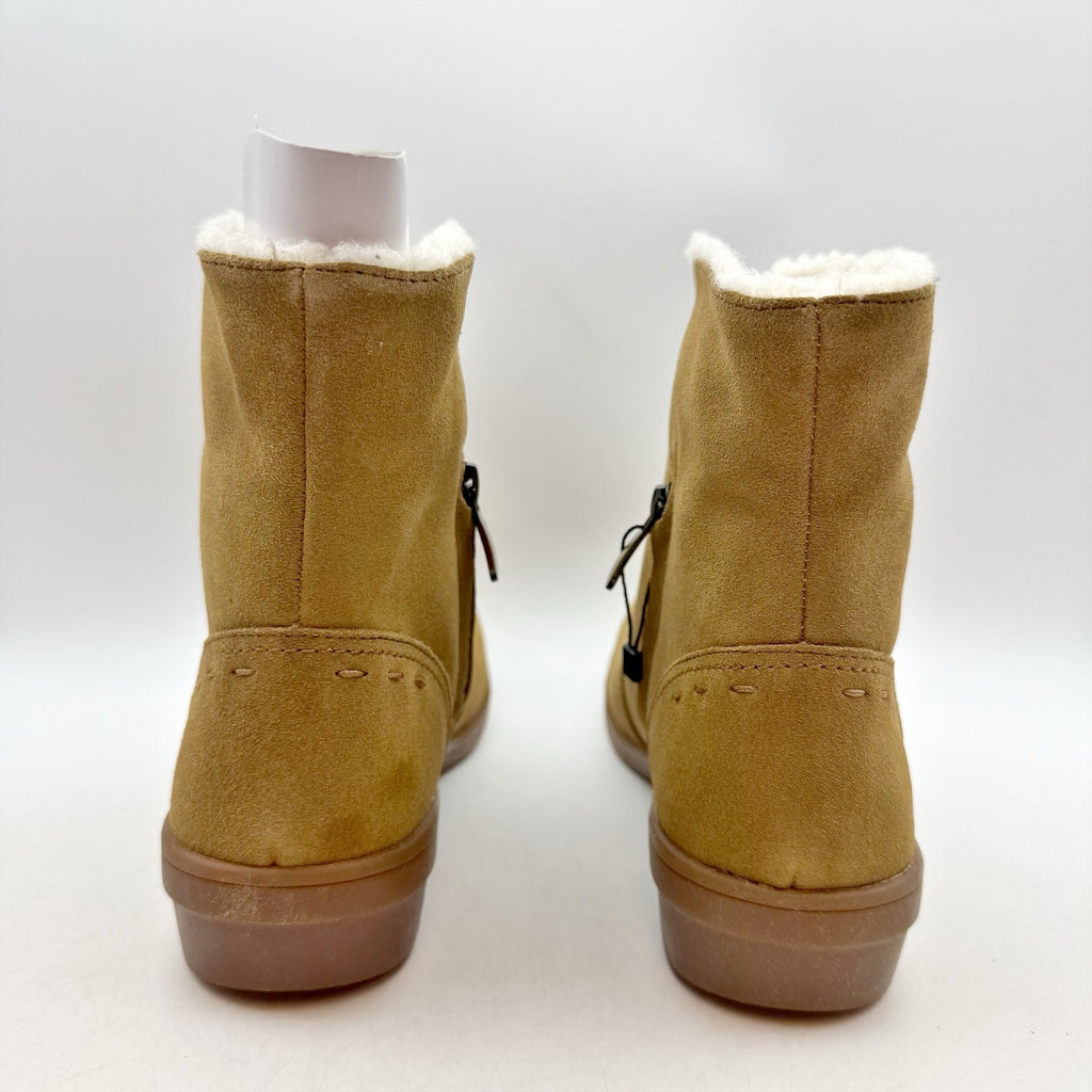 Spenco Womens Sun Valley Ankle Boots US 8 Tan Suede Sherpa Lined NIB