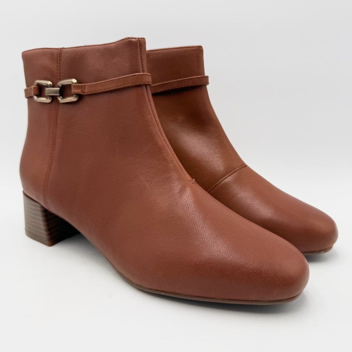 Clarks Womens Iridessa Air Ankle Boot Size 11 Wide EU 42.5 Brown Dark Tan NWOB