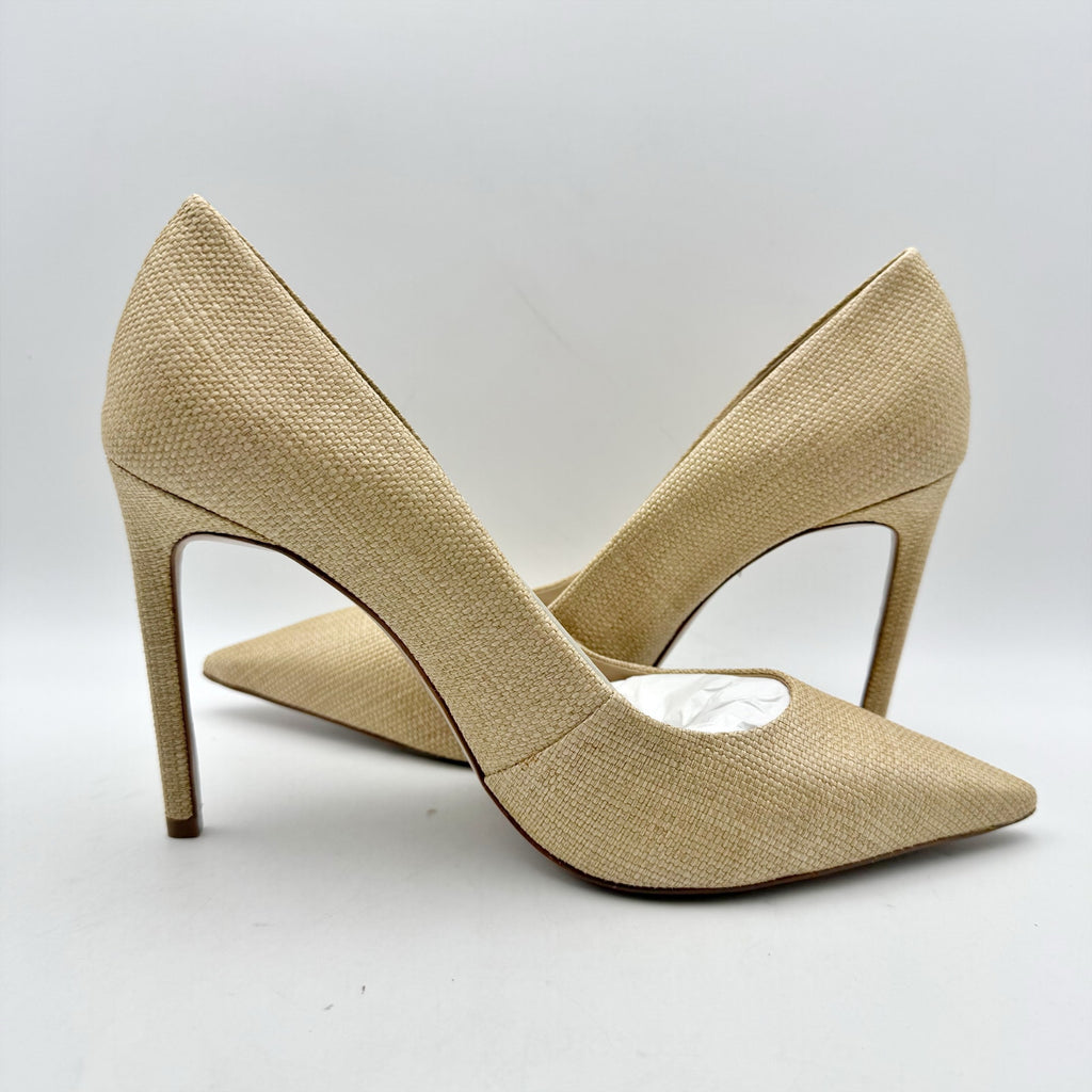 Schutz Womens Lou Slip On Pumps US 11 B Beige Tan Raffia NIB