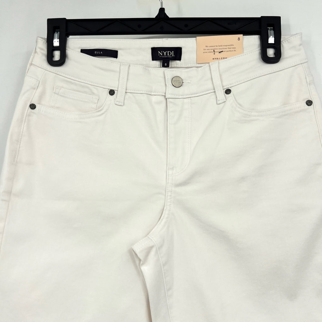 NYDJ Women's Ella Denim Shorts With Side Slits Size 8 Optic White Stretch NWT