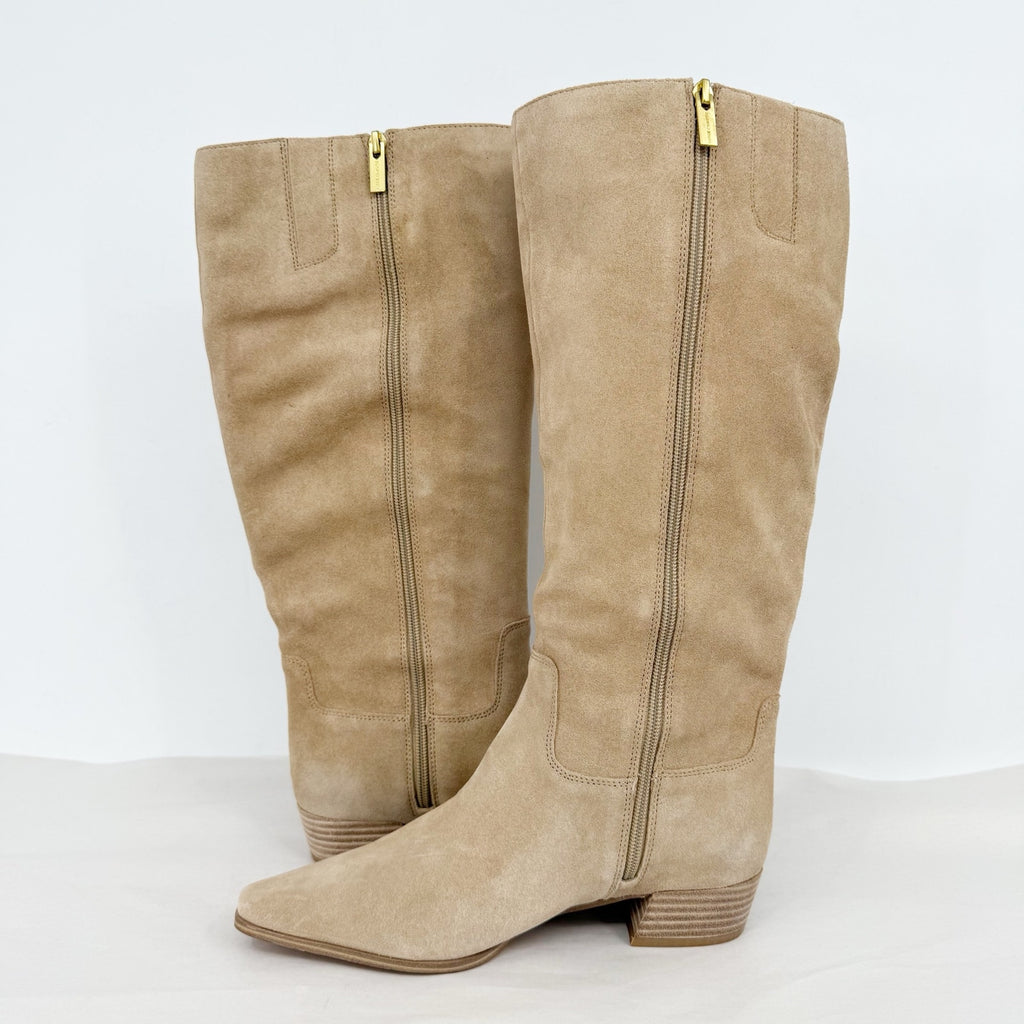 Vince Camuto Womens Pavla 2 Knee High Boots US 7.5 M Wide Calf Beige Suede NIB