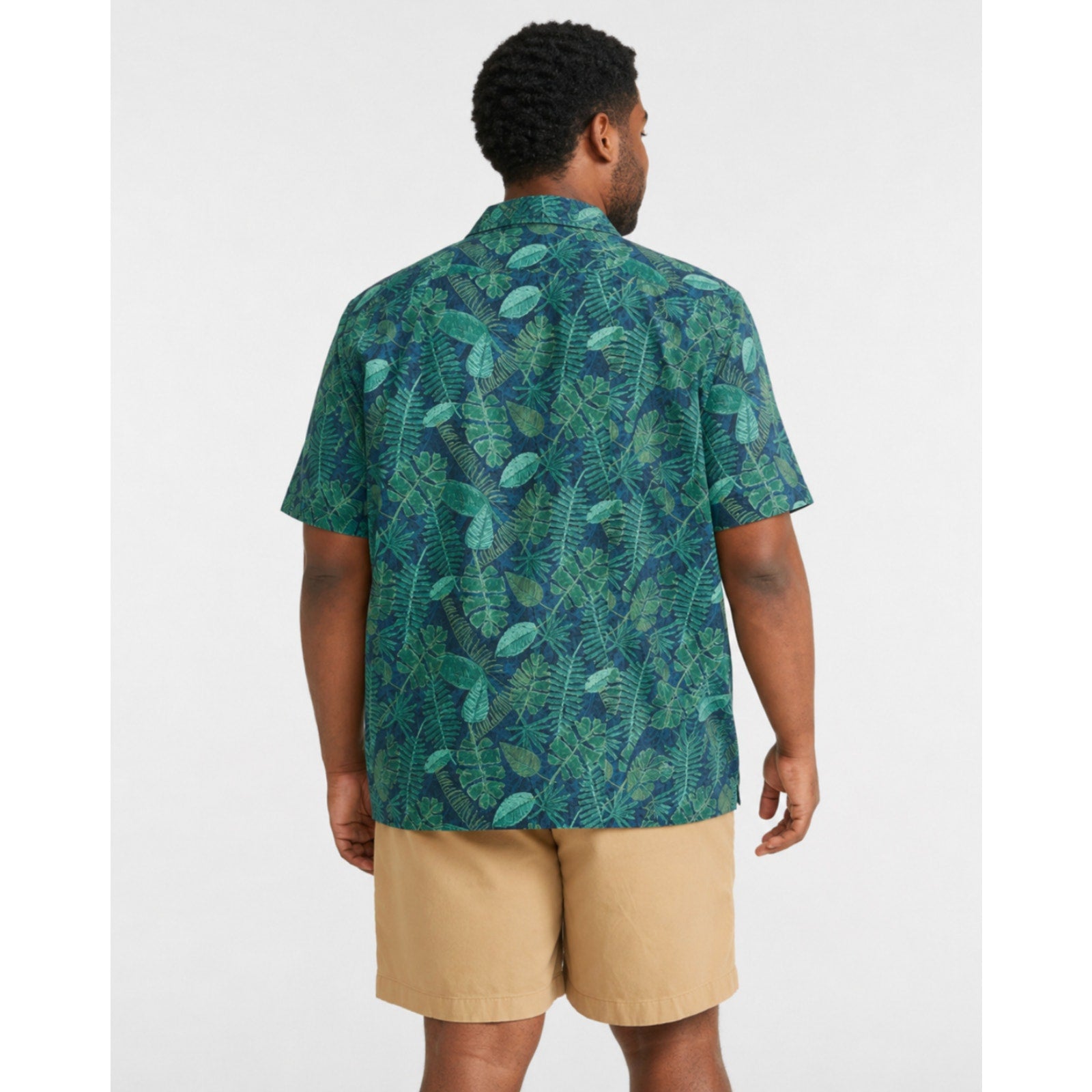 L.L BEAN Mens Tropics Print Short-Sleeve Casual Shirt Small Carbon Navy Blue NWT