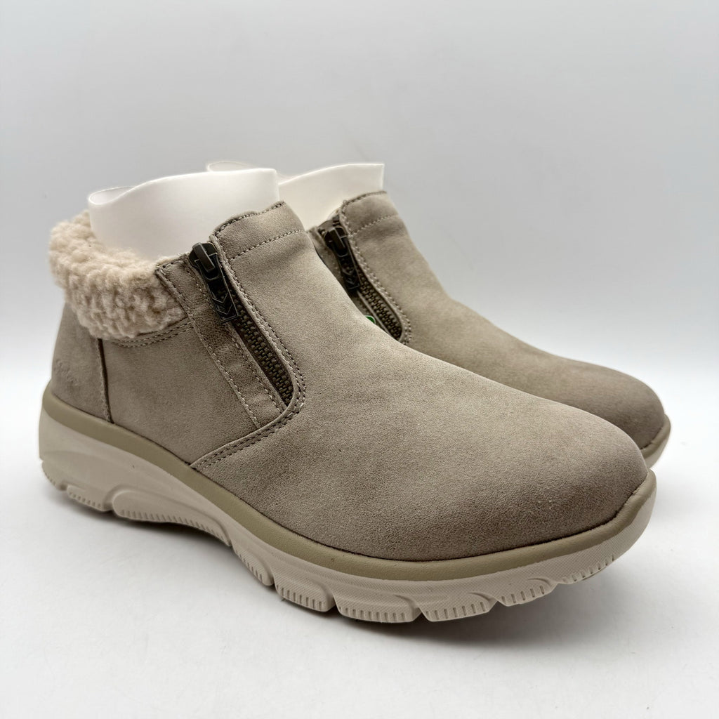Skechers Womens Easy Going Ankle Boots Size 10 Grey Water Repellent Lined NIB