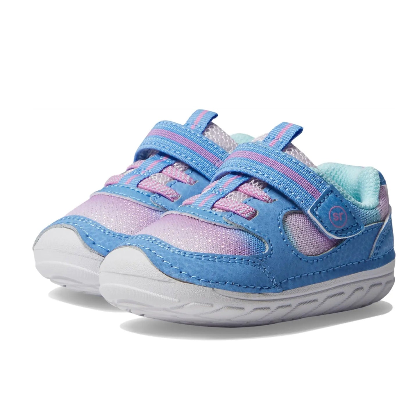 Stride Rite SM Turbo Girls Sneaker Size 5.5 Blue Pink White Kids Shoe NIB