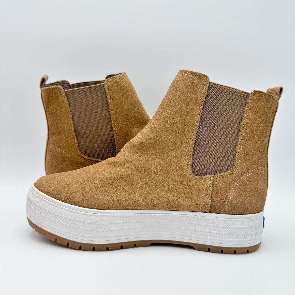 KEDS Womens The Platform Chelsea Boots Size 6.5 Brown Tan Suede NWOB