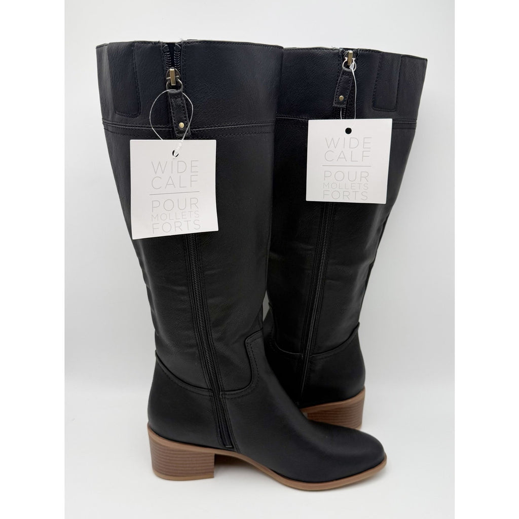 Dr. Scholls Womens Adeline Knee High Boots Size 7.5 M WIDE CALF Black NIB
