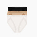 NATORI Womens Bliss French Cut Brief 3-Pack Panties Large Black, Cafe, White NWT