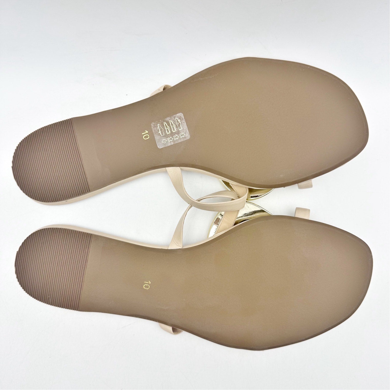 Cecelia New York Womens Mig Slide Sandals US 10 Nude Beige Gold Leather NWOB