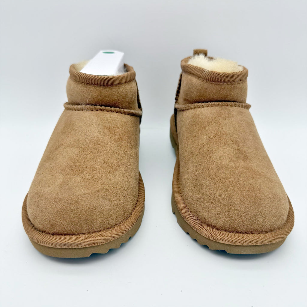 UGG Kids Classic Ultra Mini Boot US 1 EU 32.5 Chestnut Brown Sheepskin Suede NIB