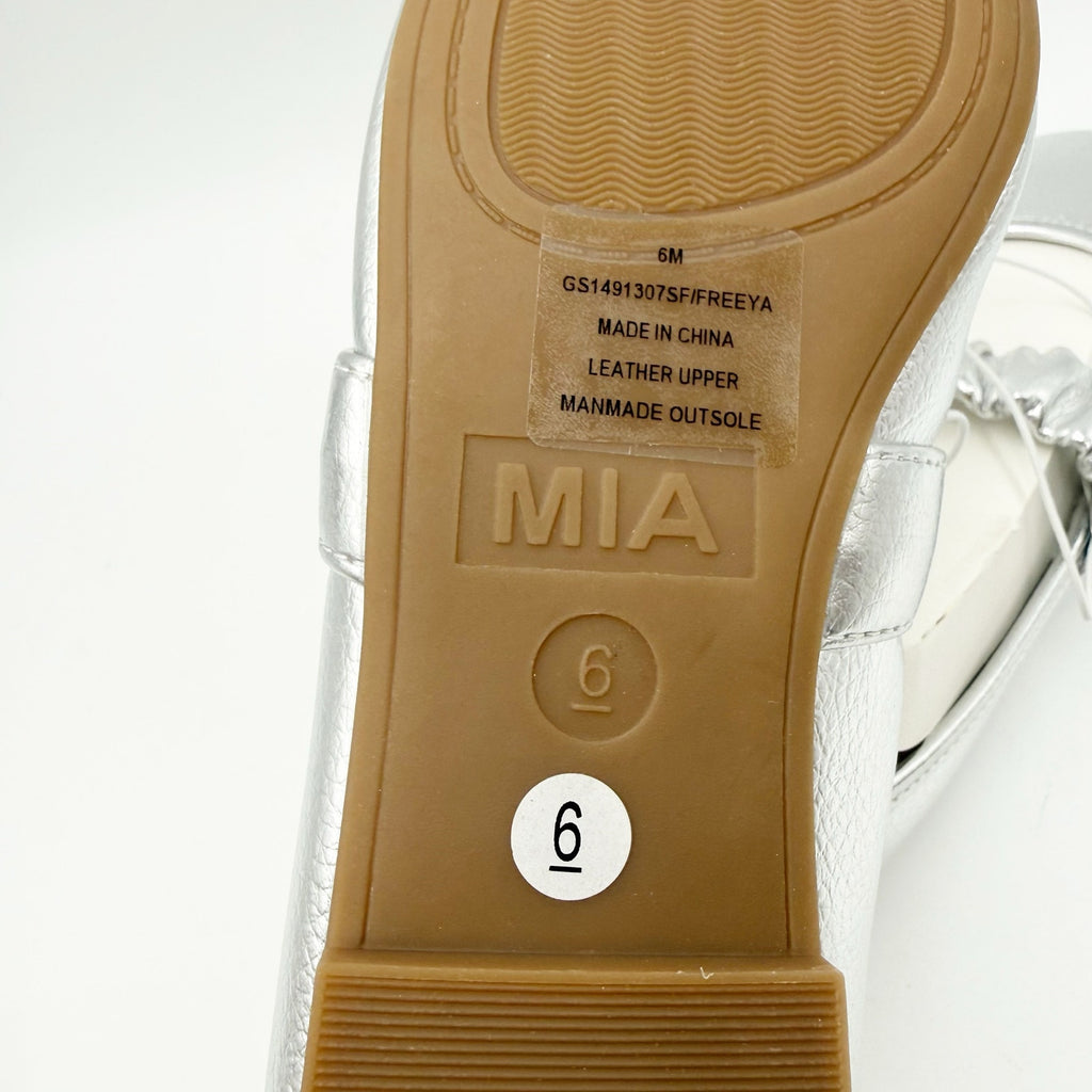 MIA Womens Uliana Mary Jane Ballet Flats Size 6 M EU 36.5 Silver Leather NWOB