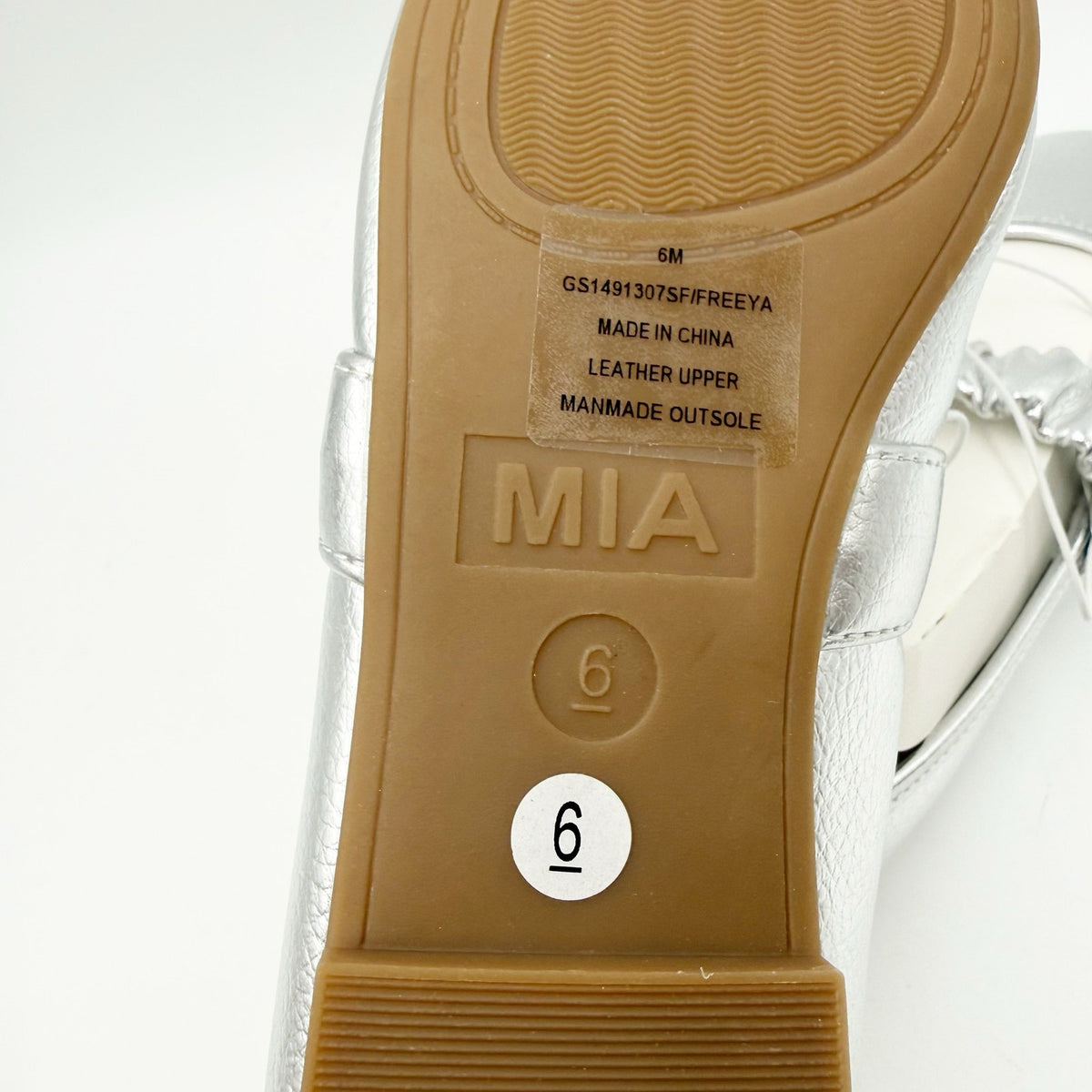 MIA Womens Uliana Mary Jane Ballet Flats Size 6 M EU 36.5 Silver Leather NWOB