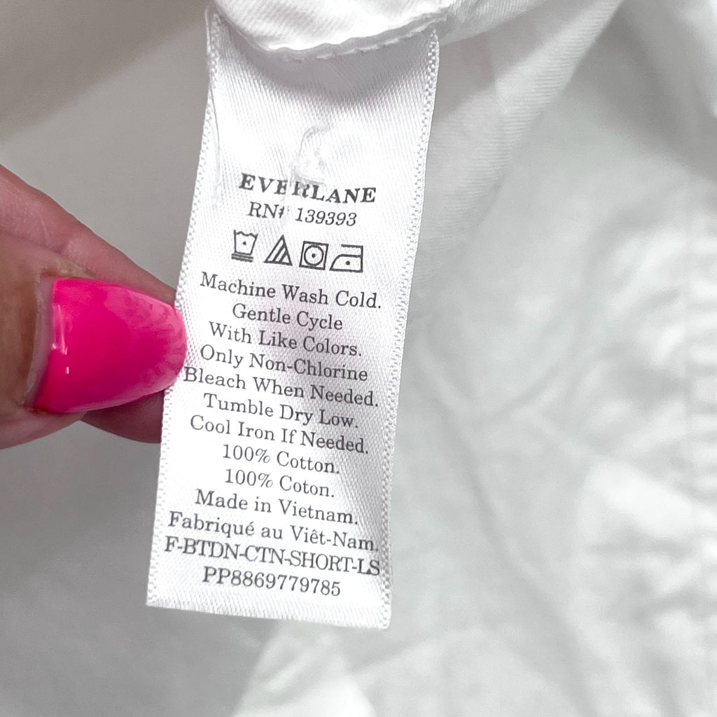 EVERLANE Women's The Way-Short Shirt in Silky Cotton Small White Long Sleeve NWT