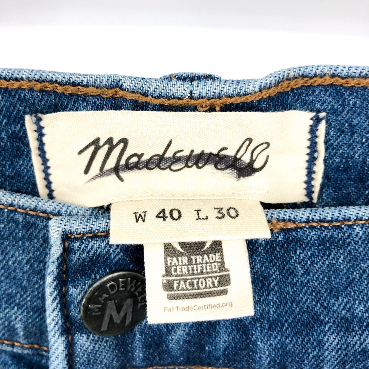 MADEWELL Men's 1991 Selvedge Jeans 40x30 Blue Norwood Straight Leg NK926 NWT