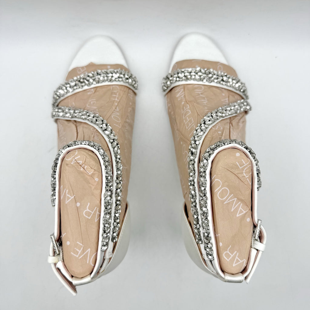 Pnina Tornai x Naturalizer Womens Ahava Heels Size 6.5 White Crystal Sandals NIB
