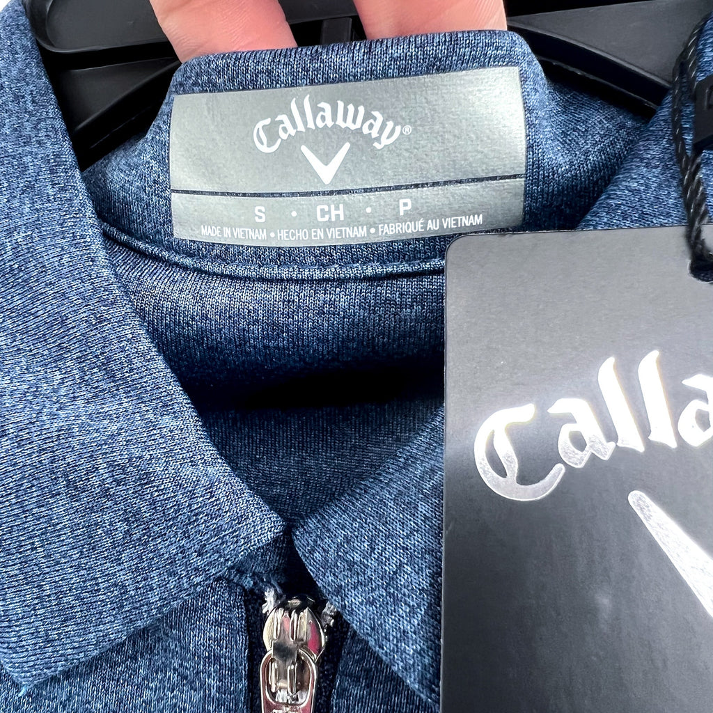 CALLAWAY Womens 1/4 Zip Short Sleeve Golf Polo Shirt Small Blue Heather NWT
