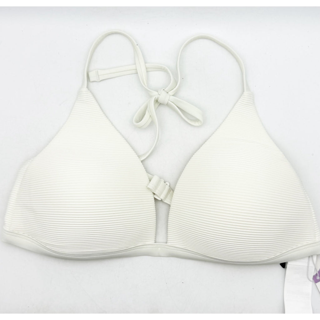 PRANA Women's Lexie Bikini Top Large White Horchata Ottoman Halter NWT