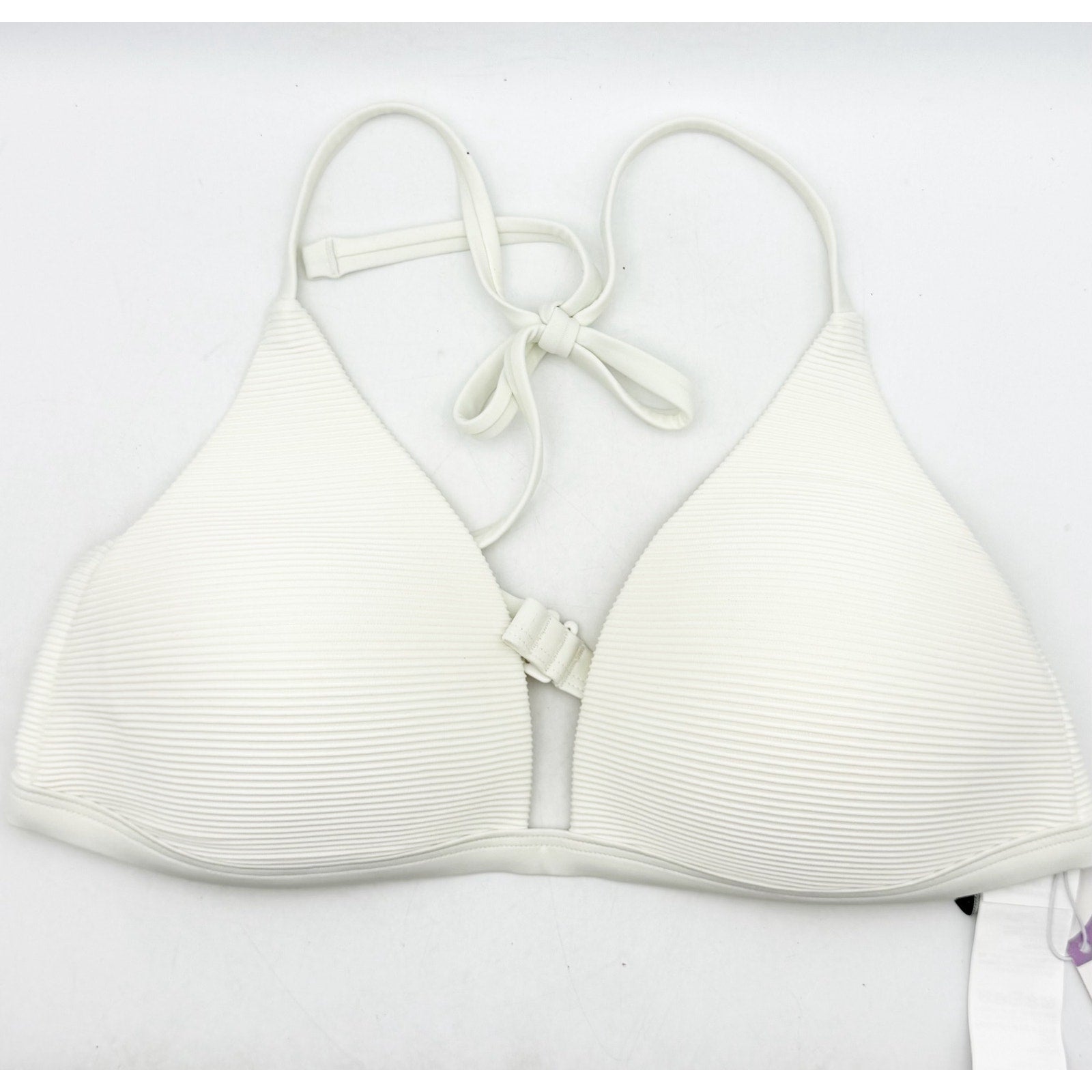 PRANA Women's Lexie Bikini Top Large White Horchata Ottoman Halter NWT