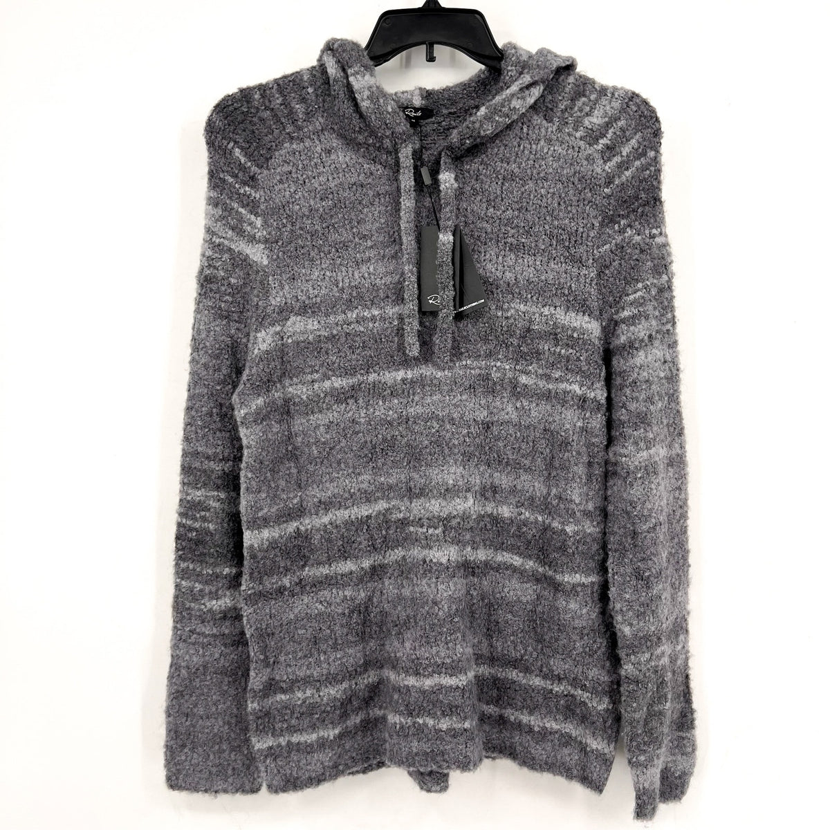 RAILS Men's Long Sleeve Rollins Hoodie Sweater Medium Storm Gray Boucle Knit NWT