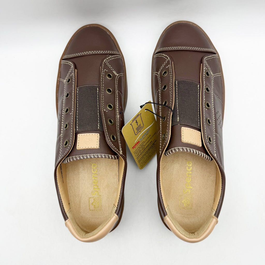 Spenco Womens Malibu Lux Sneakers US 9.5 Brown Espresso Leather Slip On NIB