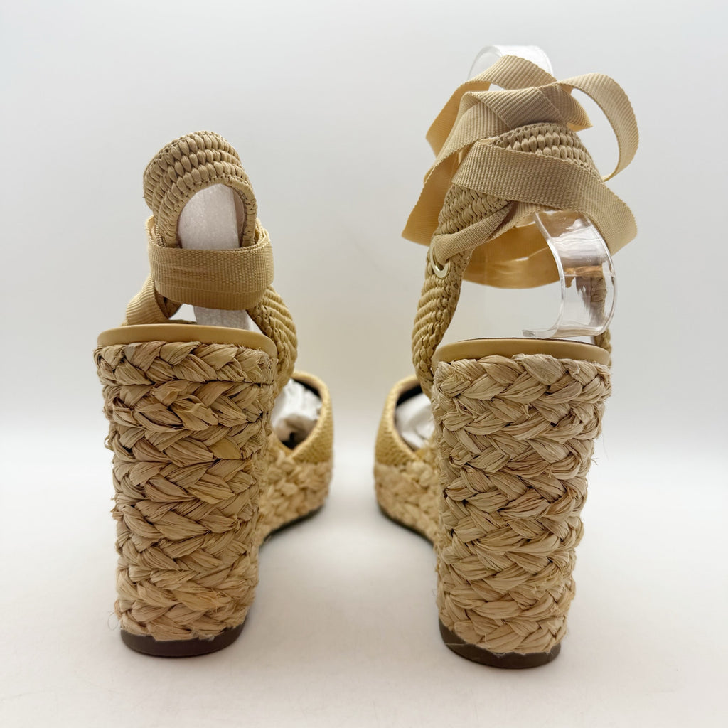 International Concepts Women Maisie Lace-Up Espadrille Wedge Sandal 12 Beige NIB