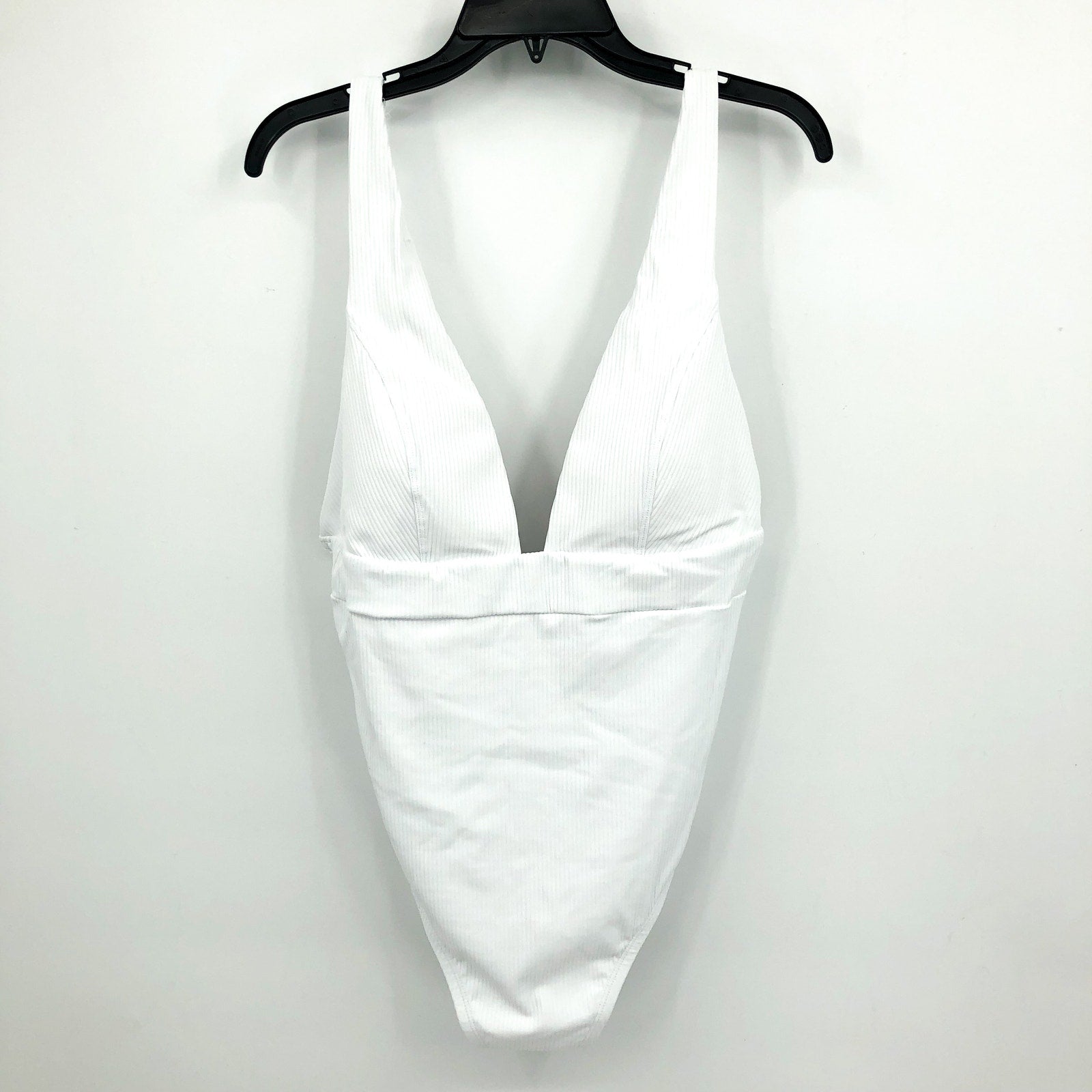 ANDIE SWIM Sardinia One Piece Swimsuit 3XL US 20 White Ribbed Plunge V Neck NWT