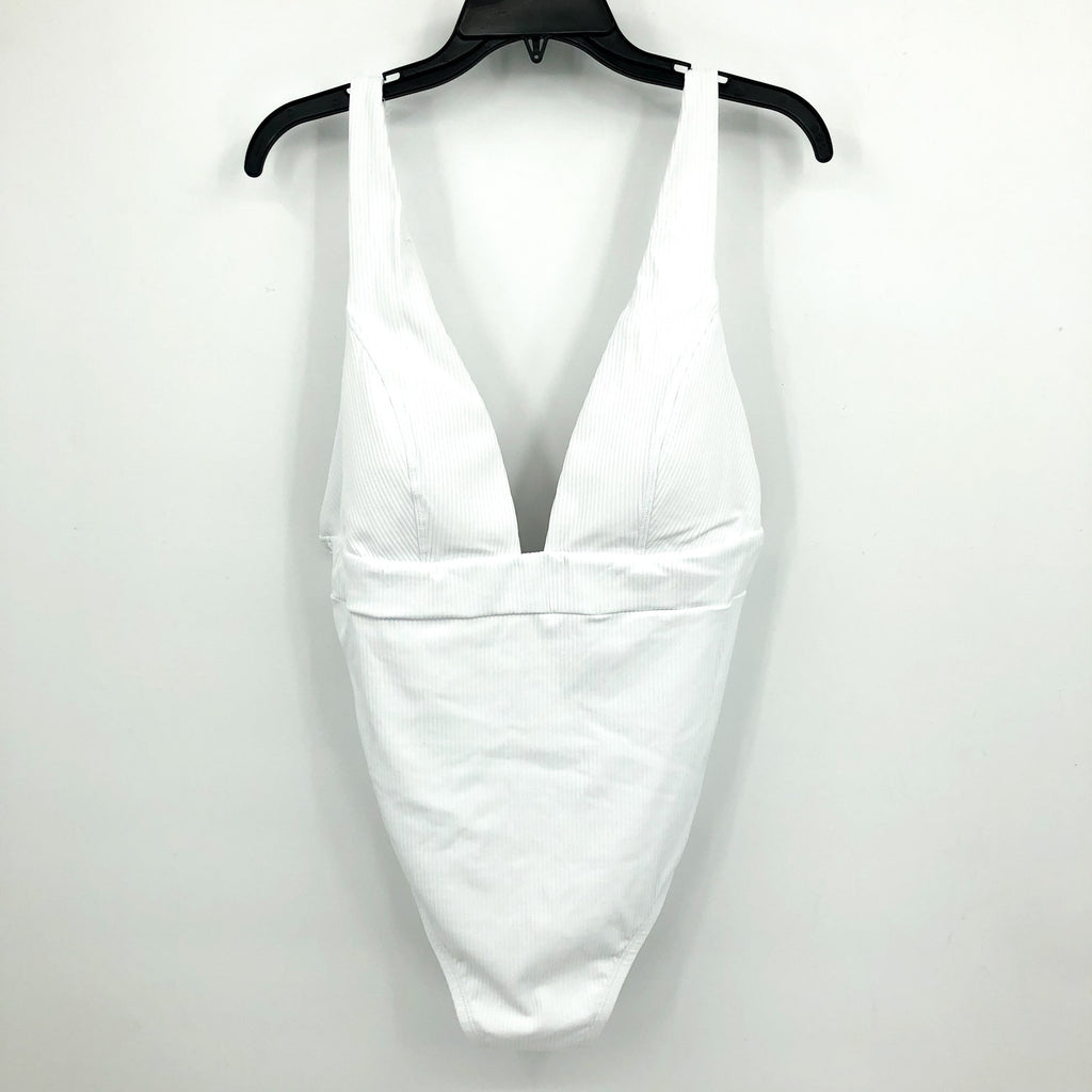 ANDIE SWIM Sardinia One Piece Swimsuit 3XL US 20 White Ribbed Plunge V Neck NWT