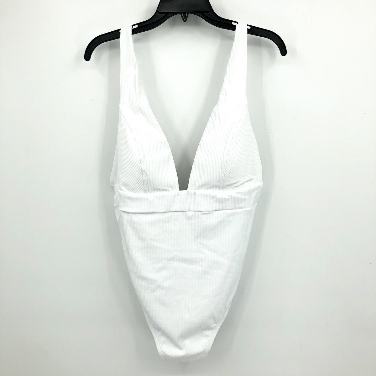 ANDIE SWIM Sardinia One Piece Swimsuit 3XL US 20 White Ribbed Plunge V Neck NWT