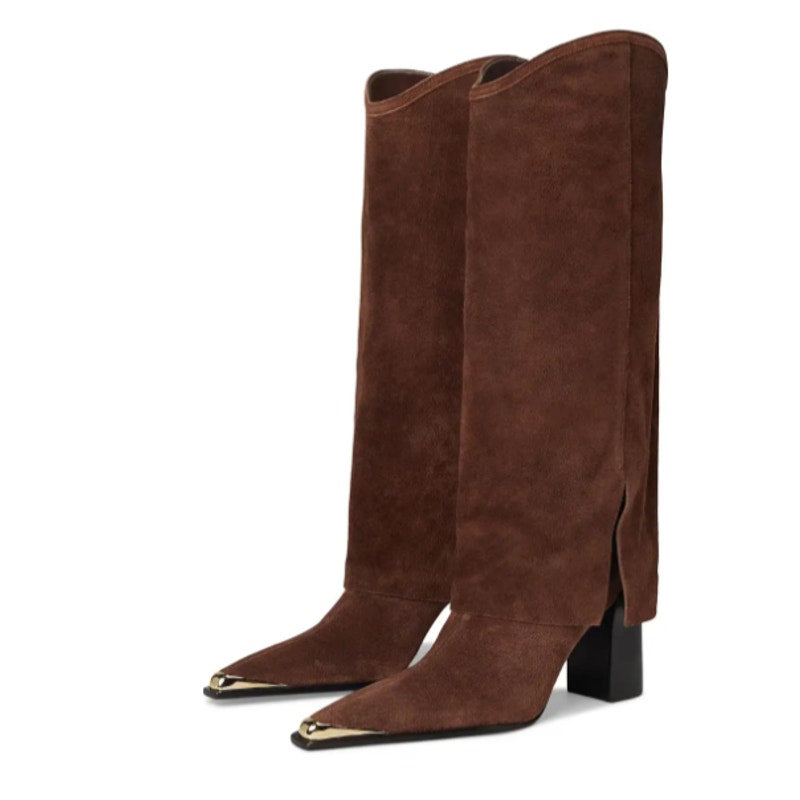 SCHUTZ Womens Raffaela Up Cloak Knee High Boots US 9 M Root Brown Suede NWOB