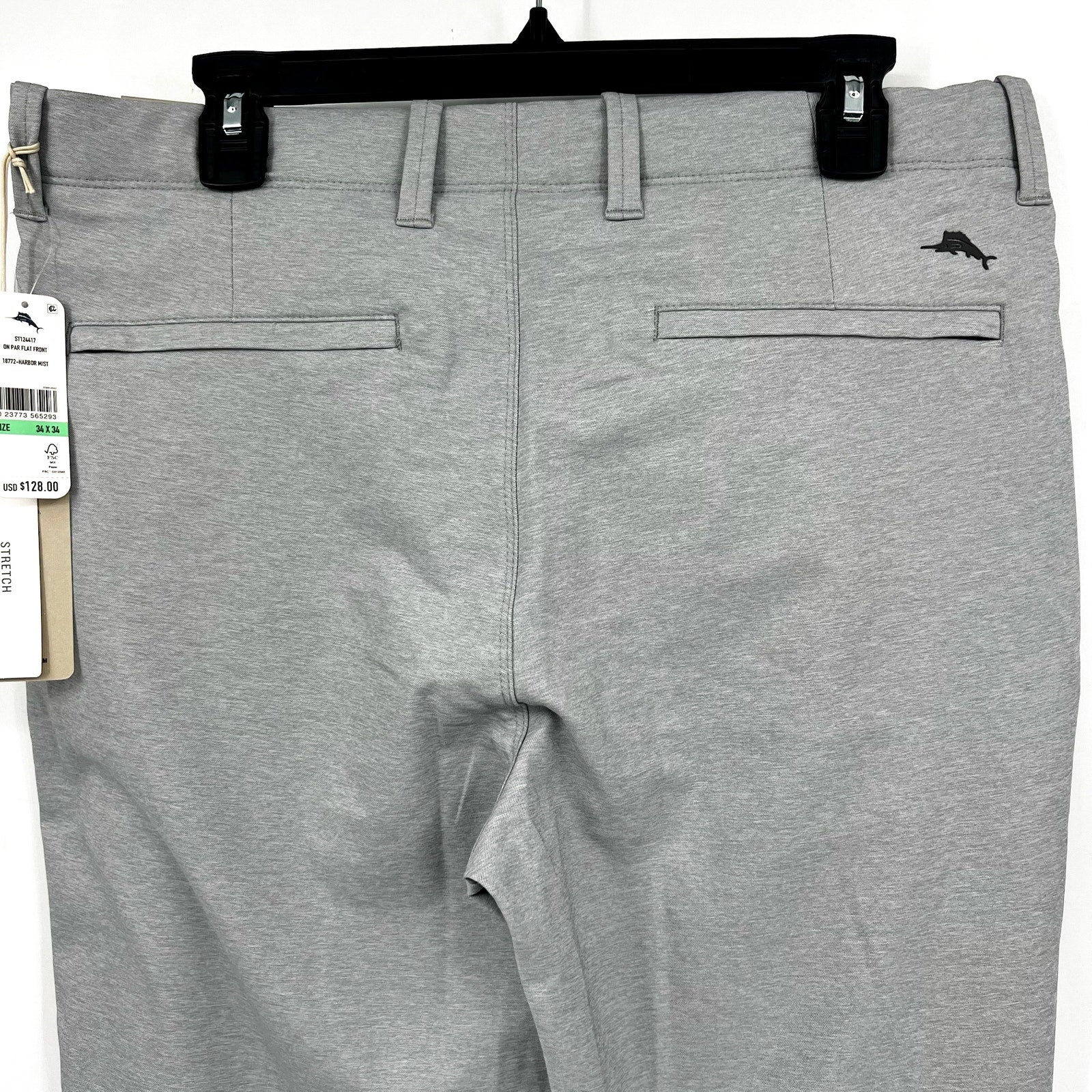 TOMMY BAHAMA Men's IslandZone On Par Pants 34x34 Grey Harbor Mist Flat Front NWT
